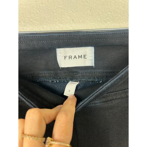 FRAME The Jetset Flare Jeans Sheen Noir Sz 30-34 - Picture 7 of 12